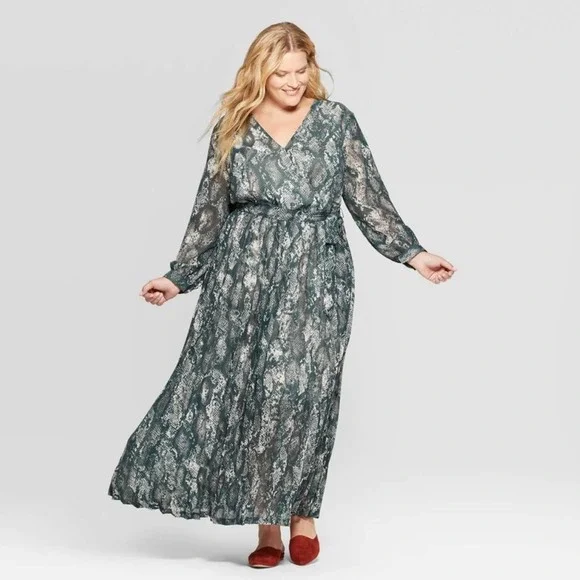white christmas dresses Namir Snake Print High-Low Chiffon Maxi Dress – Club L London